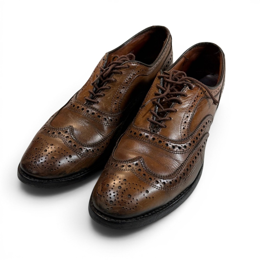 Allen Edmonds‎ McAllister Mens 9 B Walnut Brown Leather Wingtip Oxford Shoes